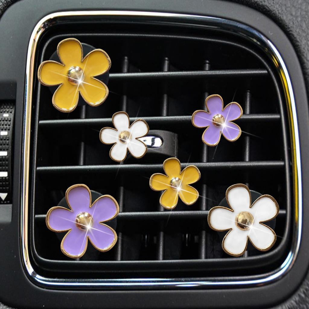 6Pcs/Set Car Outlet Vent Perfume Clips Freshener Air Conditioning Aromatherapy Small Daisy Interior Decoration Supplies Gifts