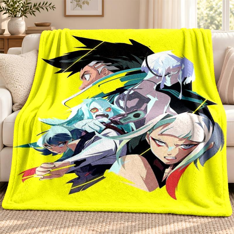 Cyberpunk Edgerunners blanket Flannel Blanket Soft Cozy Plush Throw for Sofa Bed Lightweight Home Decoration Outdoor camping