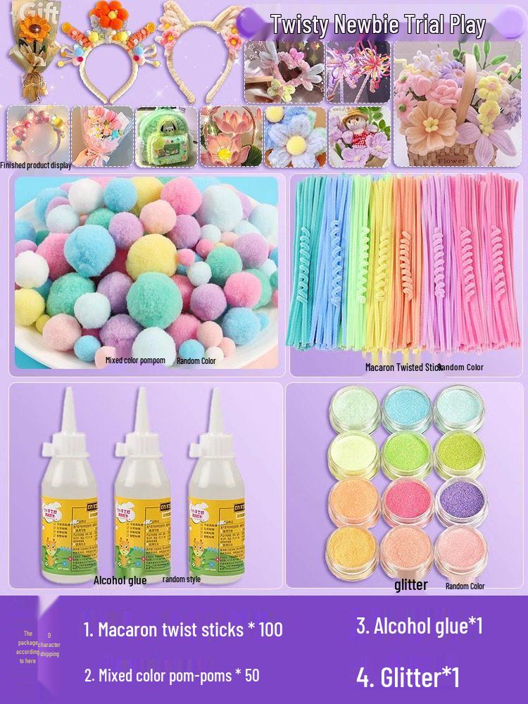 

Handmade DIY Macaron-Colored Chenille Pipe Cleaner Bouquet Kit