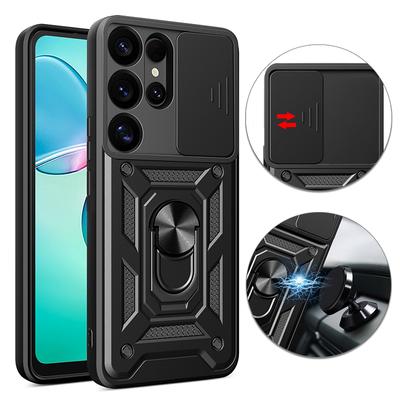 For Samsung Galaxy S25 Ultra Edge FE Plus Shockproof Armor Case Car Magnetic Ring Holder Phone Cover Compatible with Galaxy S25
