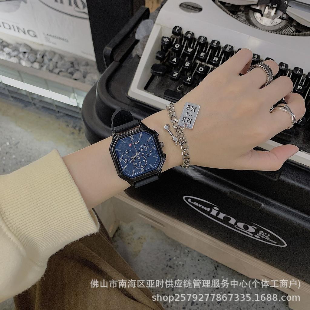 Vikec Sports And Leisure Watch Men'S Personality Trend Fashion Junior High School Students Silicone Square Large Dial