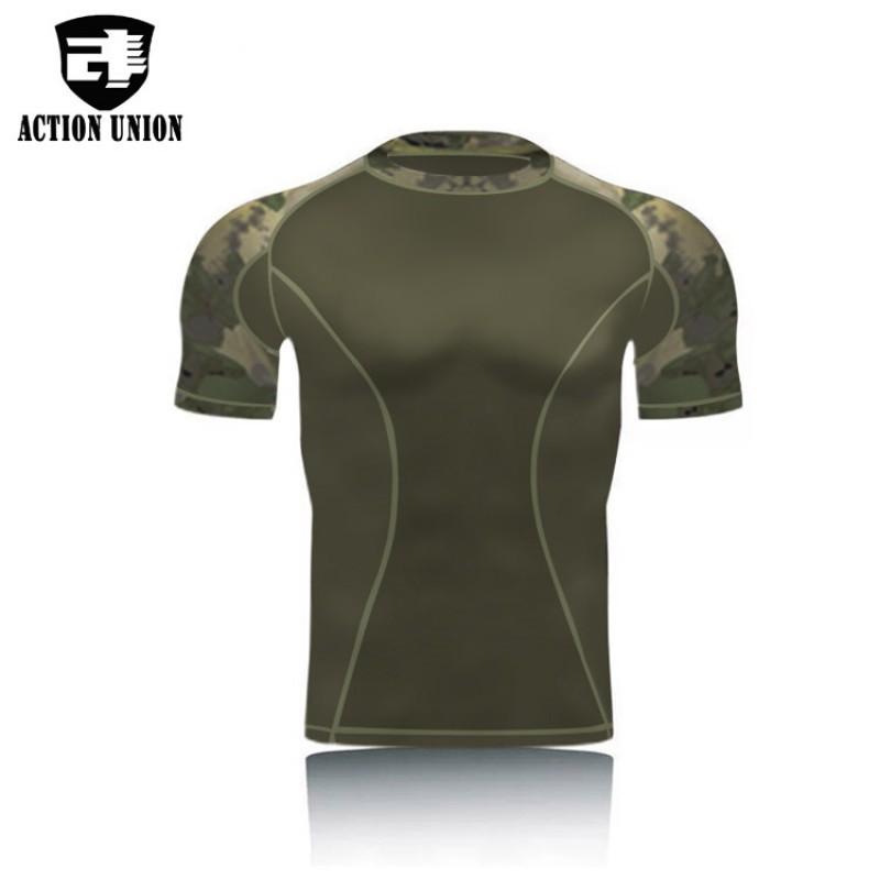 Green Ruins FG Camouflage Similar Forces T-shirt Short-sleeved Men's Slim Fitness Suit