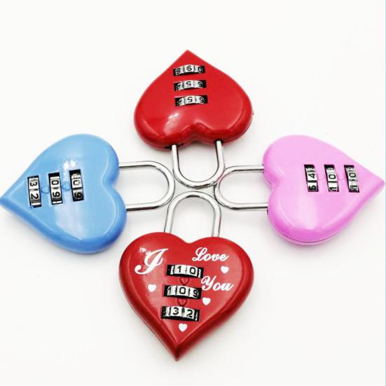 Heart Padlock Code 3 Numbers Password Combination Heart Shape Safety Love Zinc Alloy Luggage Box Lock Household Accessories