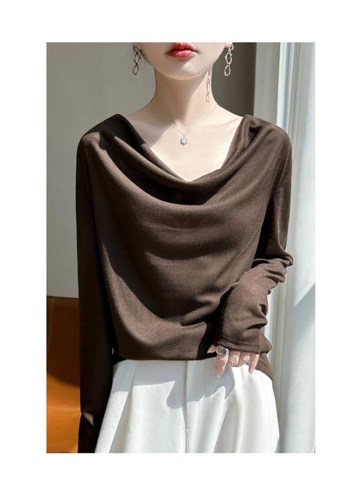 Elegant French One-Shoulder Knit Sweater - Women's Autumn/Winter Loose Collar, Warm and Stylish
