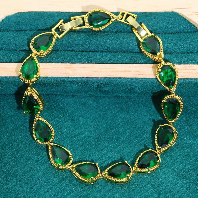 Jewelry AAA Zircon Bracelet Necklace Earrings Ring Gold Jewelry Set for Women