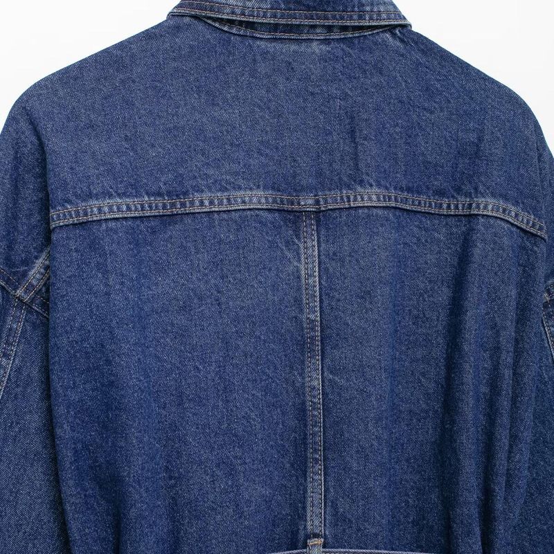 Kaslead New Arrival Women's Clothing Fashion Style Fashion Waist Lace-up Waist-Controlled Lapel Denim Outwear 1208391