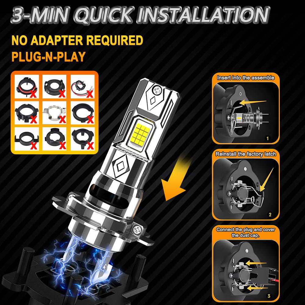 H7 Led Lights 120000LM CANBUS 1:1 Wireless Mini LED Headlight For Car 9084 CSP Chip Turbo Auto Fog Bulbs With Fan Plug&Play 12V
