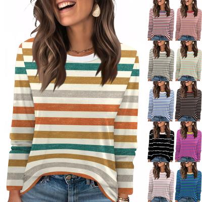 Long Sleeve Shirts For Women Cute Print Graphic Tees Blouses Casual Plus Size Basic Tops Pullover