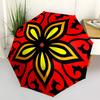 1pc Red Floral Pattern Automatic Folding Umbrella, Portable Collapsible Design, 8-Rib Iron Frame, Outdoor Accessory Yy250905078