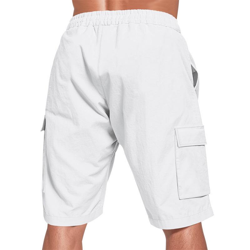 Men's American Style Multi-Pocket Cargo Shorts, Casual Loose Linen Drawstring Shorts