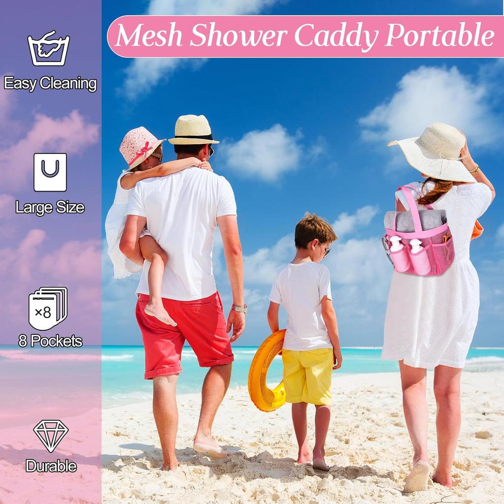 8 Packs Mesh Shower Caddy Portable Large Shower Caddy Dorm with 8 Pockets and Handles Quick Dry Shower Bags Hanging Bath Bag Dorm Room College