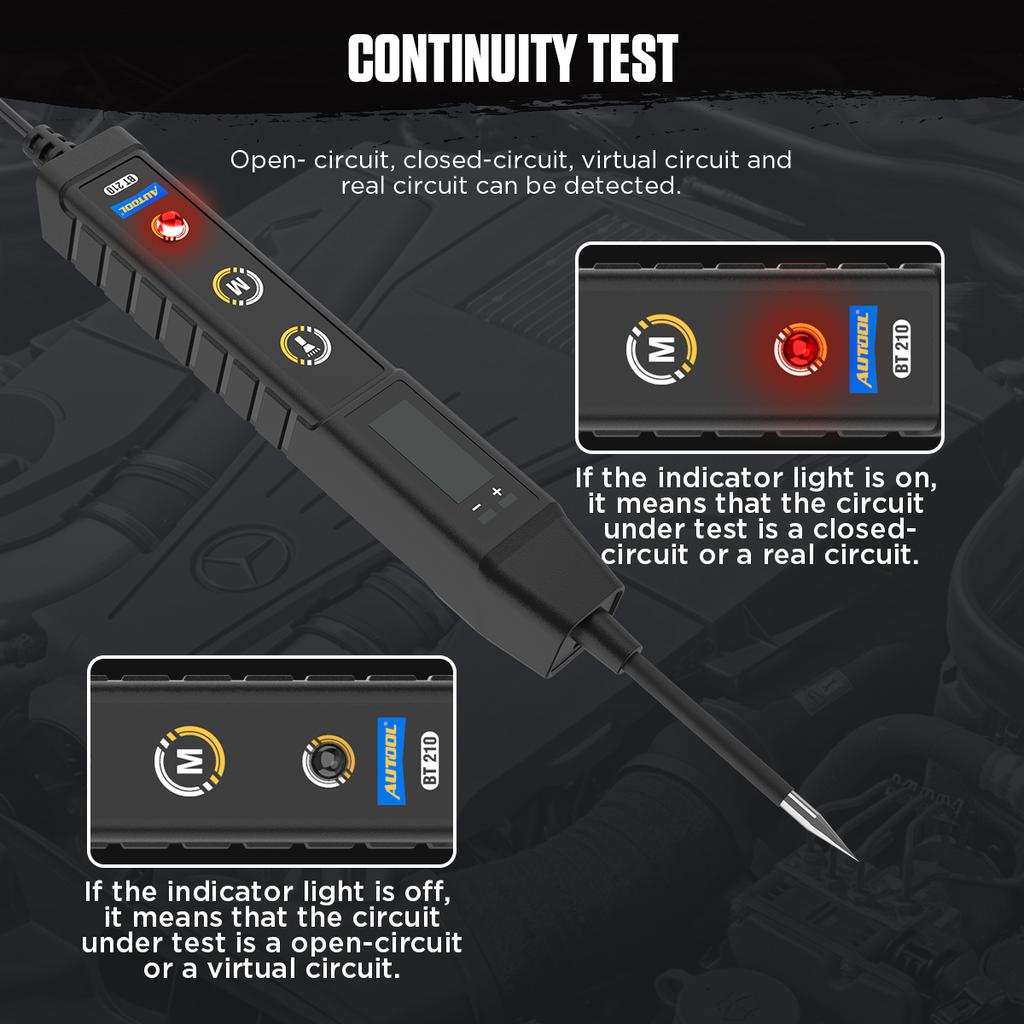 AUTOOL BT210 Car Circuit Tester Power Probe Car Diagnostic Tool Electric Voltage Integrated Scanner for 9-30V Car