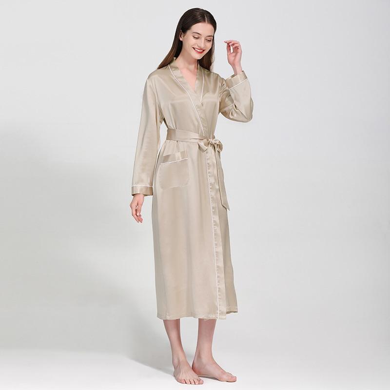 Mulberry Silk Long Wedding Bride Bridesmaid Robe Ladies Morning Dress Women Night Peniva Pure Silk Sexy Kimono Robe