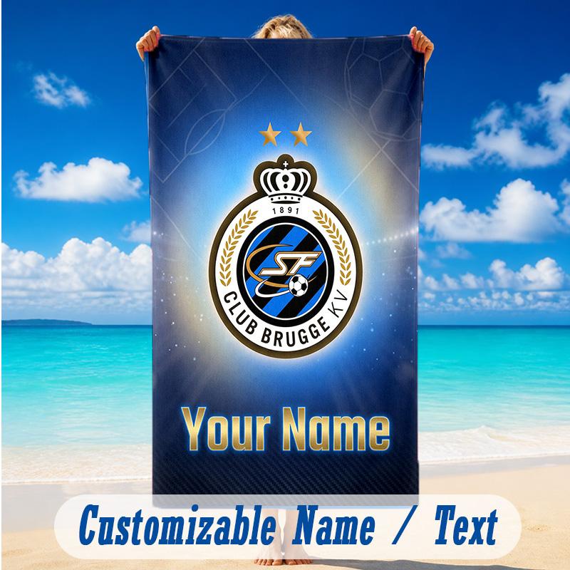 Beach Towel Custom Name Text, Quick Dry Large Towel For Beach HomeClub Brugge FC