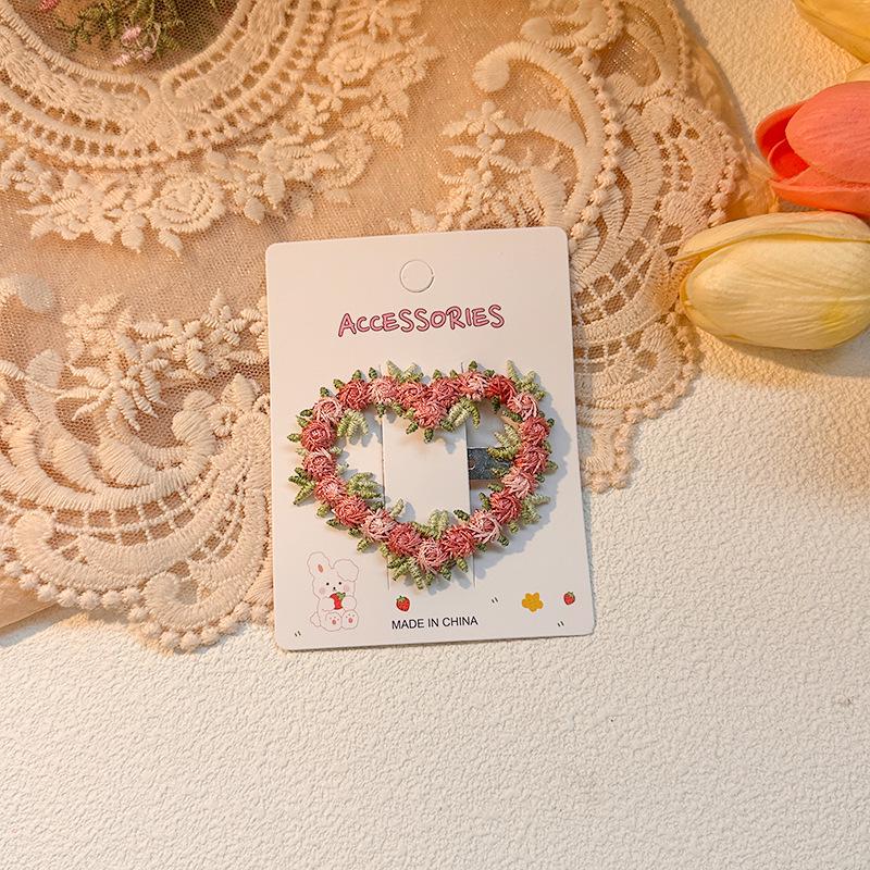 2025 Women's High-End Pink Floral Hair Clip: Sweetheart Design for Bangs and Forehead Styles