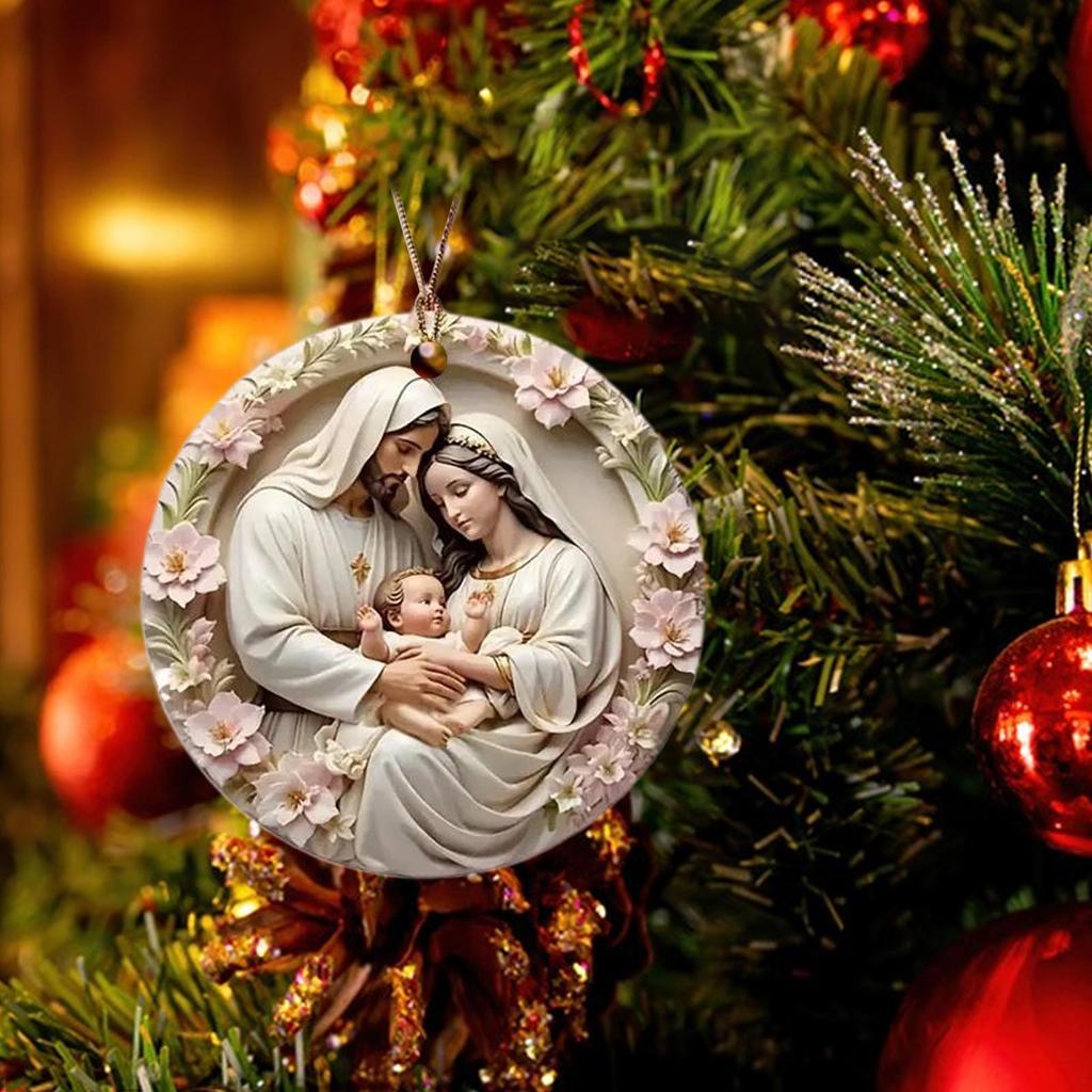Nativity Christmas Ornaments 2D Acrylic Religious Holy Family Decoration Nativity Ornaments For Christmas Tree For Women Men