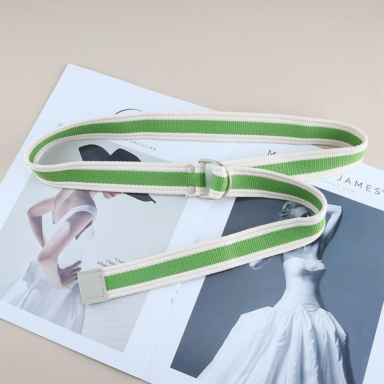 Fashionable Unisex Striped Canvas Belt With Double Ring Buckle Ideal For Casual Wear And Outdoor Activities