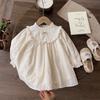 Spring And Autumn Girls' Dress Stylish Baby Dress Children'S Unique Lace Trim Hollow Princess Dress