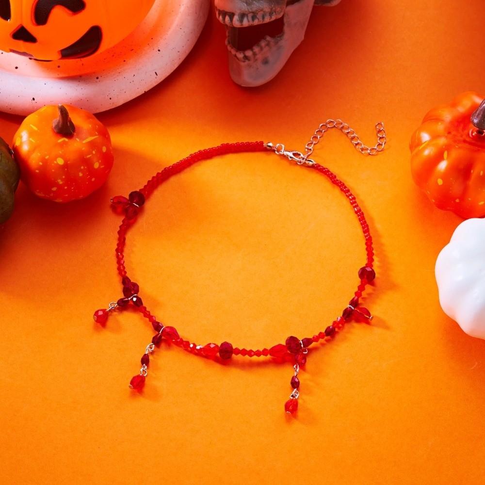 Gothic Halloween Collarbone Chain Red Halloween Choker Fashion Blood Drop Necklace Girl