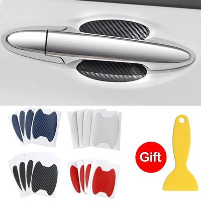 Car Door Stickers 4Pcs/Set Carbon Fiber Anti-scratch Cover Car Door Sticker Scratches Resistant Cover Auto Handle Protection Fil