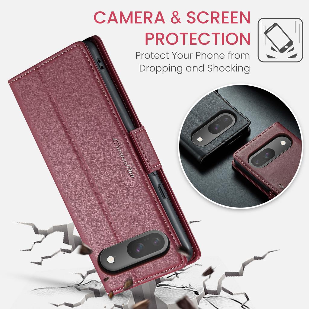For Google Pixel 10 Pro/10/9 Pro/9 Case CASEME 023 Series RFID Blocking Leather Wallet Stand Phone Cover