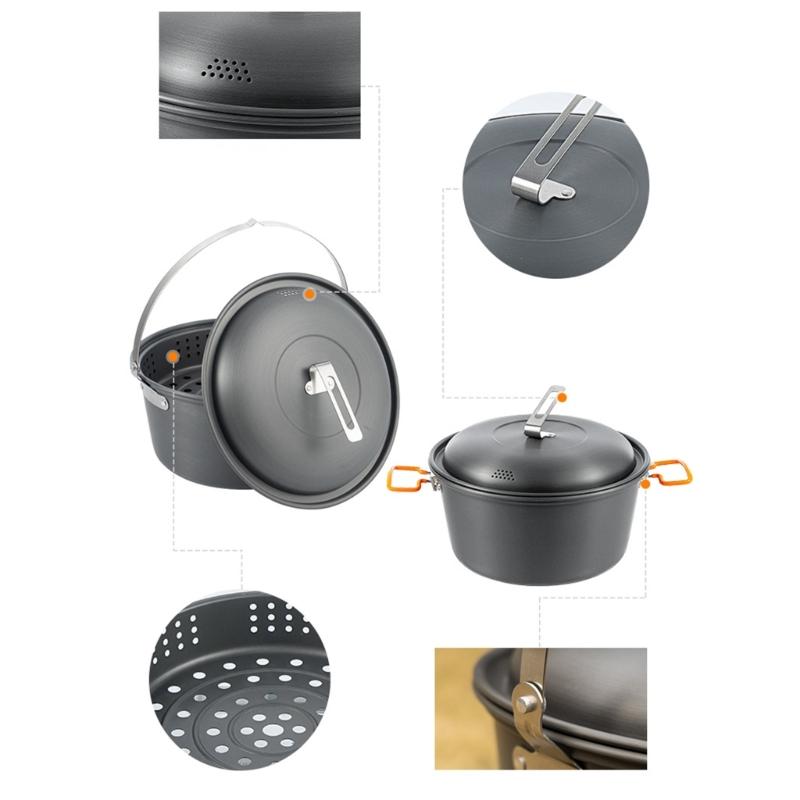 Lightweight 4.5L Outdoor Cooking Pots Cookware for Hiking Picnics Aluminum Hanging Pots 2-4 Person Camping Pots with Lid