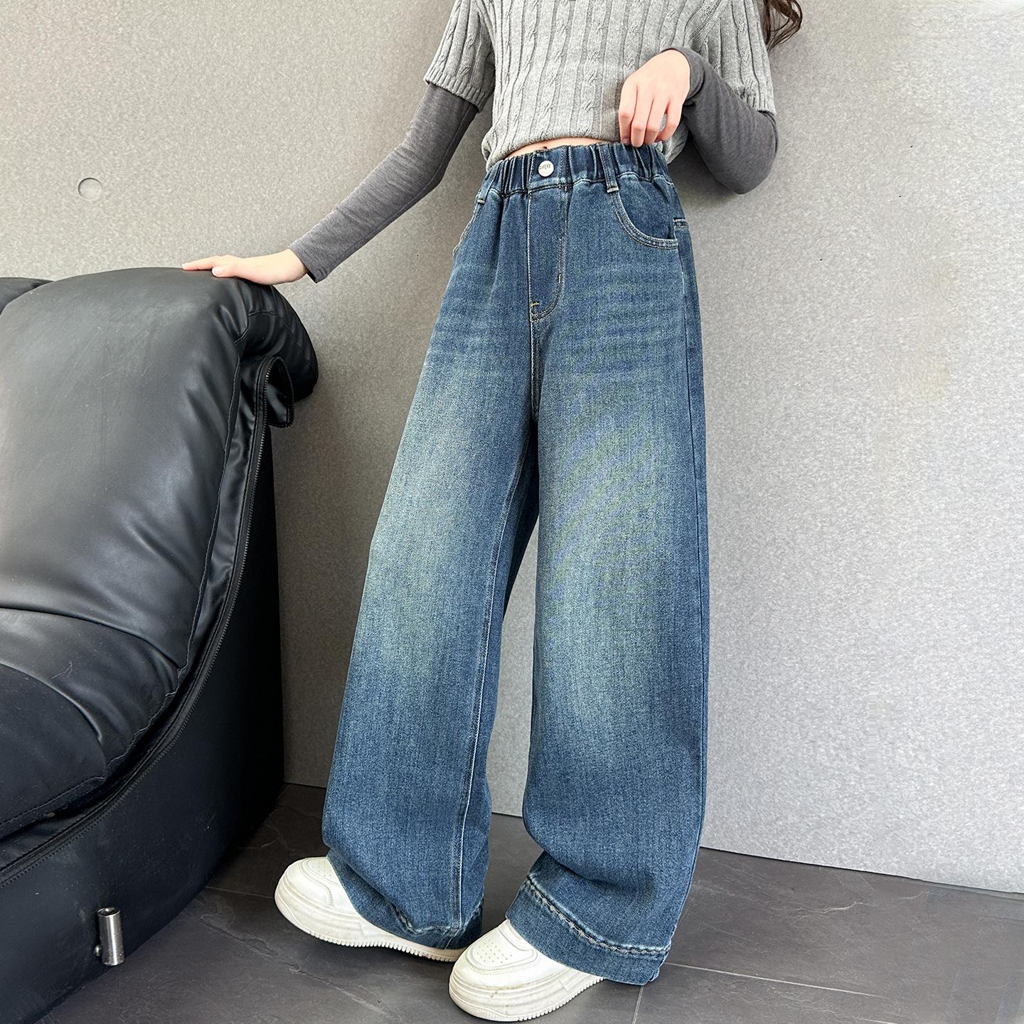 

Джинсы прямого кроя в корейском стиле для девочек 2025 на весну и осень – тренд для старшеклассниц 160 cm синий