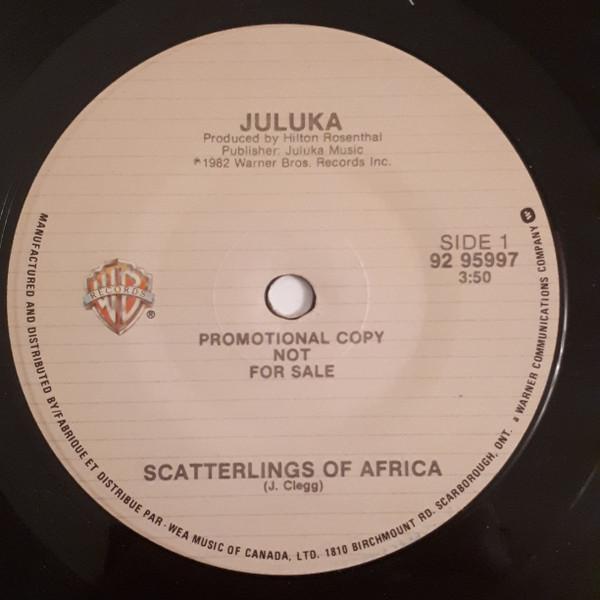

7inch Record JULUKA Scatterlings Of Africa 9295997 Warner Bros. Re 1982 Canada Rock Used
