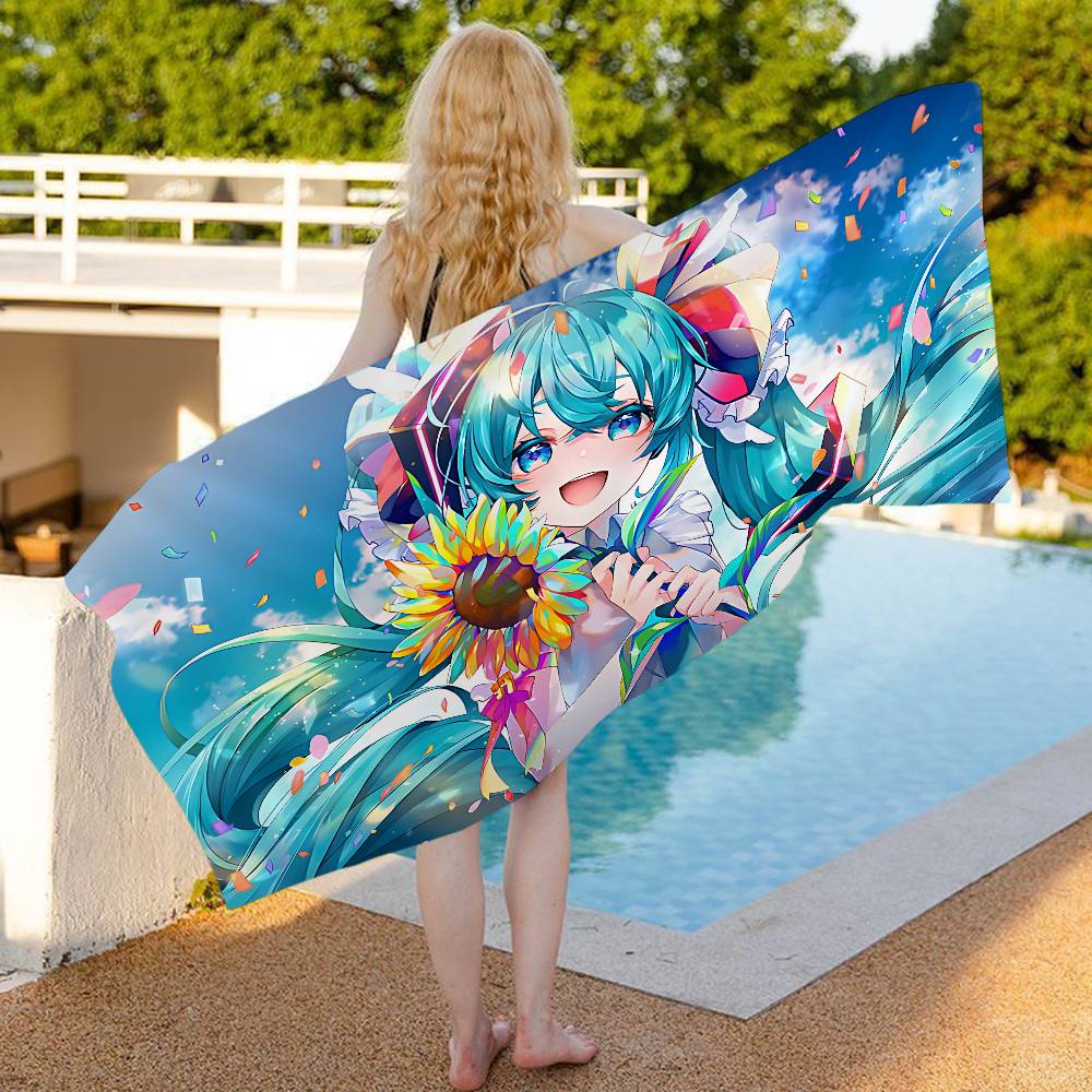 Popular Kawaii H-Hatsune Singer M-Miku Cute Bath Towel Microfiber Soft Water Absorbing Breathable For Girl Kids Decorative Towel