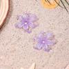 Minimalist Translucent Acrylic Six-Petal Flower Earrings with Pearls In Purple-White.