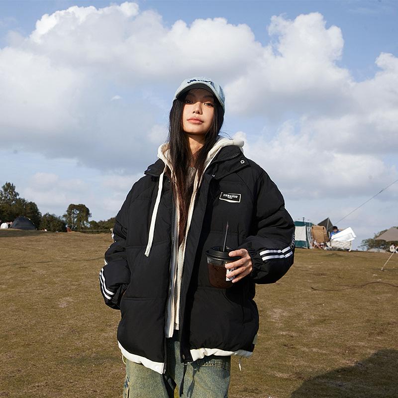 Korean version of the new loose cotton suit women's short fake two casual 2025 thickened bread jacket warm jacket