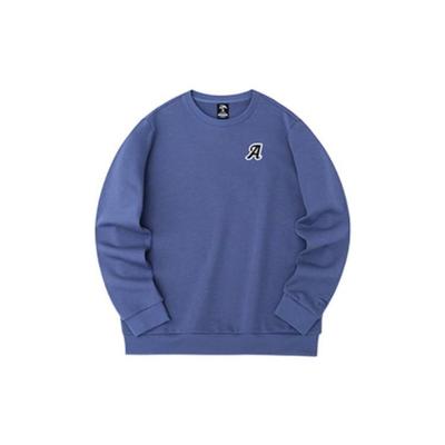 Anta Solid Color Logo Print Pullover Long Sleeve Sweatshirt Unisex Sweatshirt Blue 952238721-2
