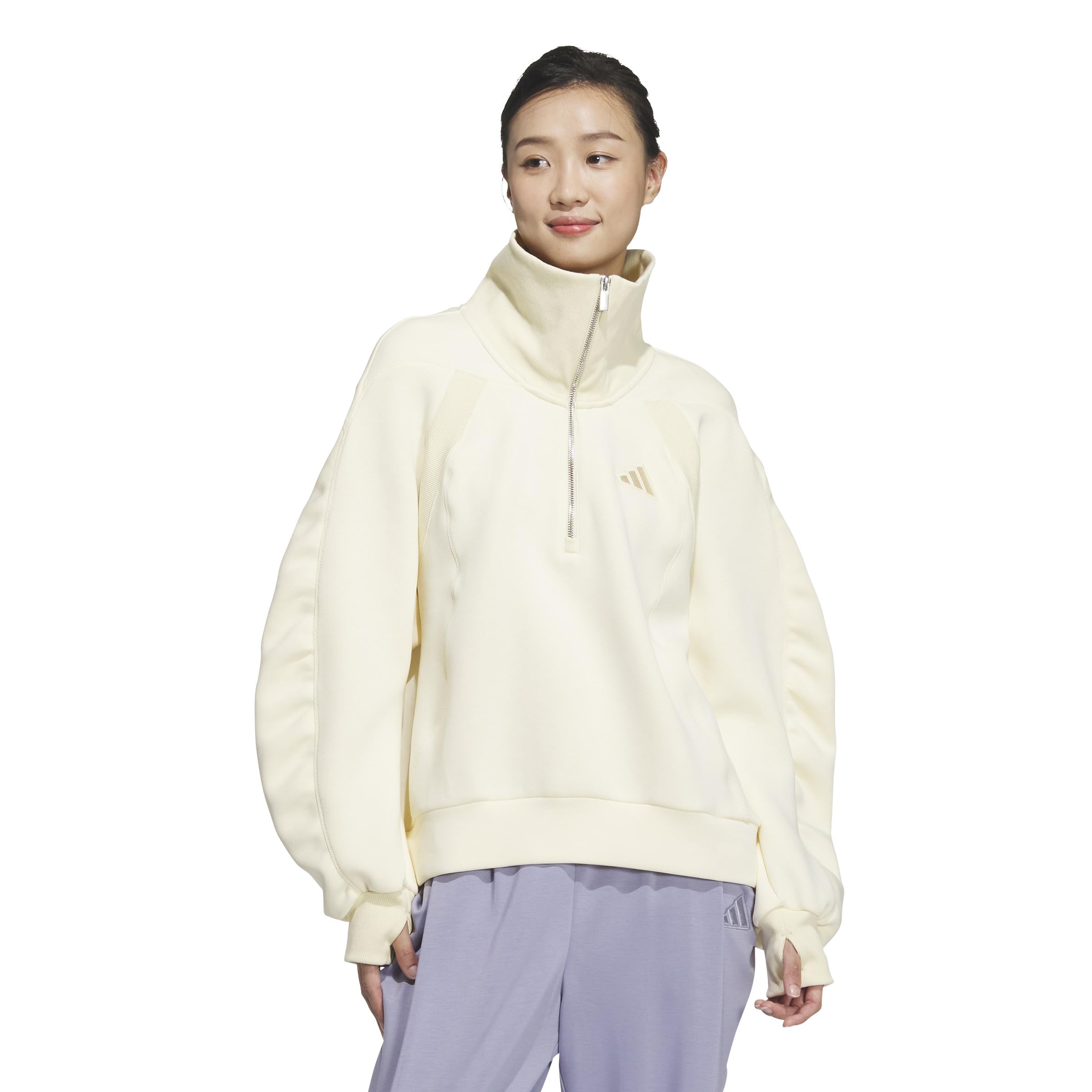 

Женский свитшот Adidas Lux AC Spacer KQD73 Теплый ванильный на молнии до середины груди (JN9981)