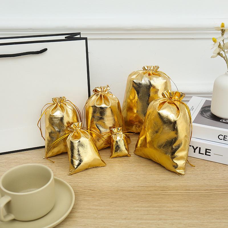 

Gold & Silver Jewelry Packaging Cloth Bag with Dustproof Drawstring - In Stock