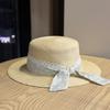 French-style Wide-brimmed Straw Hat for Women, Summer Lace Bow Sun Protection Hat, Vacation Accessory That Makes the Face Look Smaller, Elegant