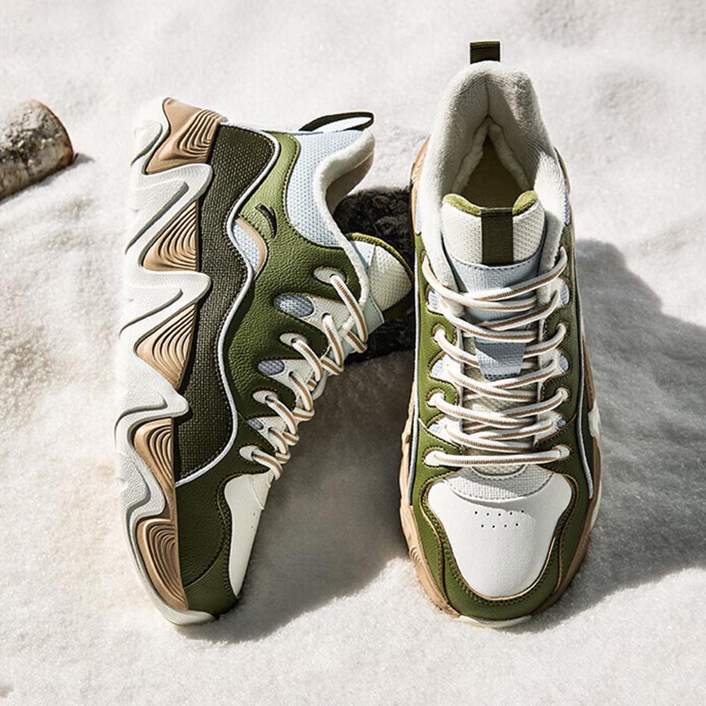 Anta Afterwave 1.0 Fleecové Silné Univerzální Teplé Odolné Středně vysoké Tenisky Pánské Tenisky Bílá Zelená 912448916-2