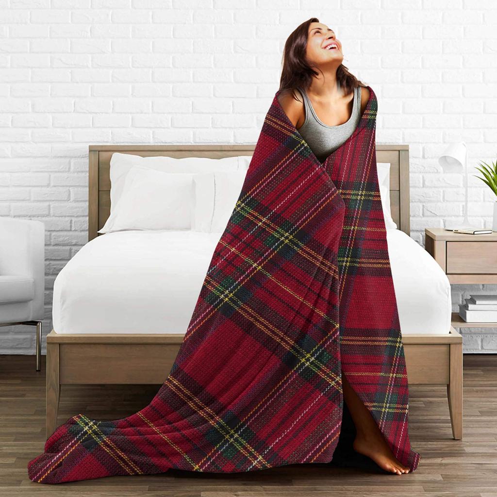 Plaid & Holiday Christmas  Blanket  Super Soft Plush Bedding Throws Girls Boys Couch Chair Sofa Bed Flannel Bedspread Bed Cover
