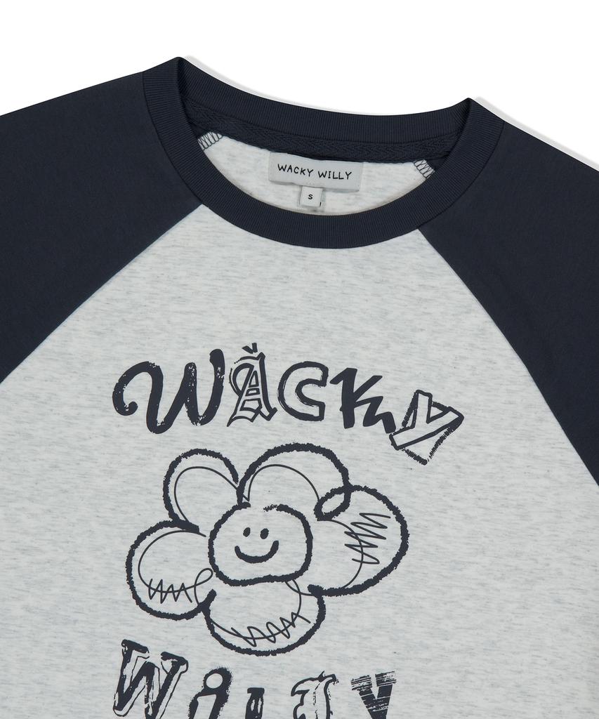 WACKY WILLY Women'S Lily Graphic Raglan Crop Short Sleeve T-Shirt Oatmeal