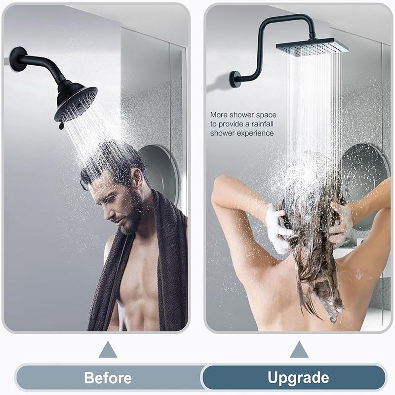 Shower Head Extension Arm 13inch Rise Gooseneck Risers Installs Shower Arm