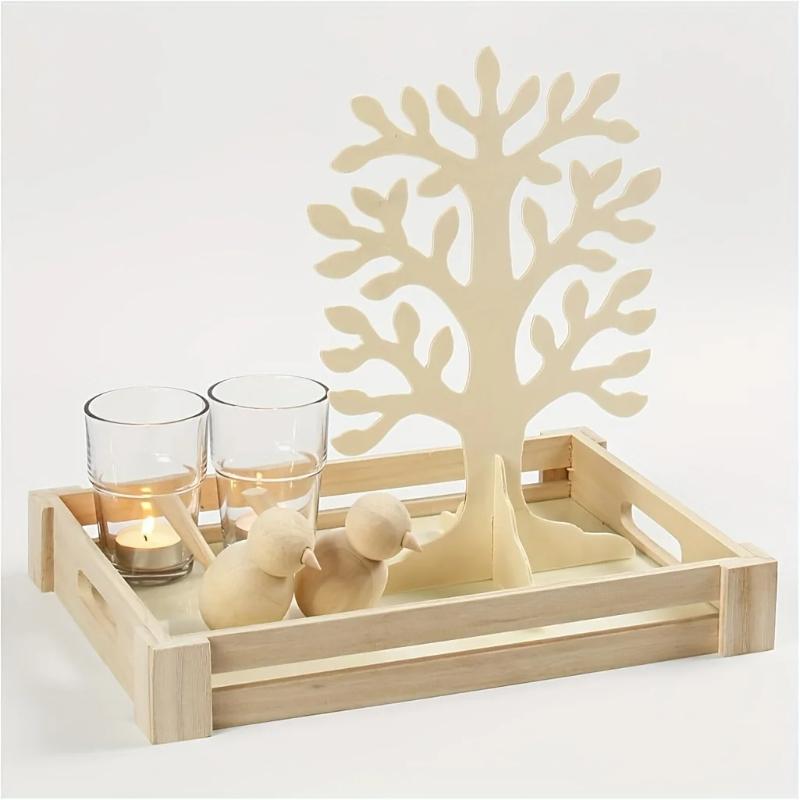 10set DIY Wooden Tree Ornaments, Holiday, Home Decor, Wooden Craft Kit - Suitable for Wedding, Birthday Party Decoration