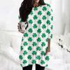 Women's  Casual 3/4 Sleeve Shirts Fashion St Patrick's Print Tunic Tops With Pockets
