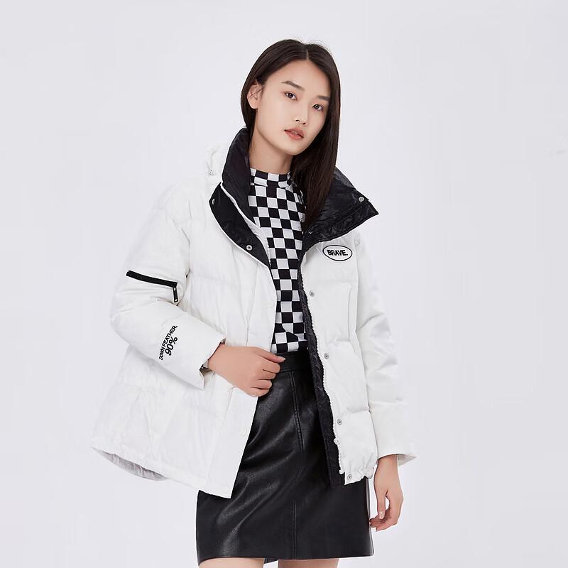 FivePlus Women s Stand Collar Color Block Down Jacket L