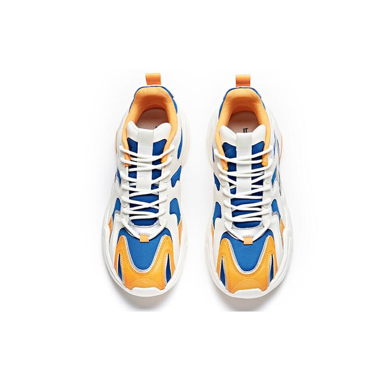 Anta All Over Victory Slip Resistant Abrasion Resistant Low Top Chunky Sneakers Men's White Yellow Blue 112018882-3