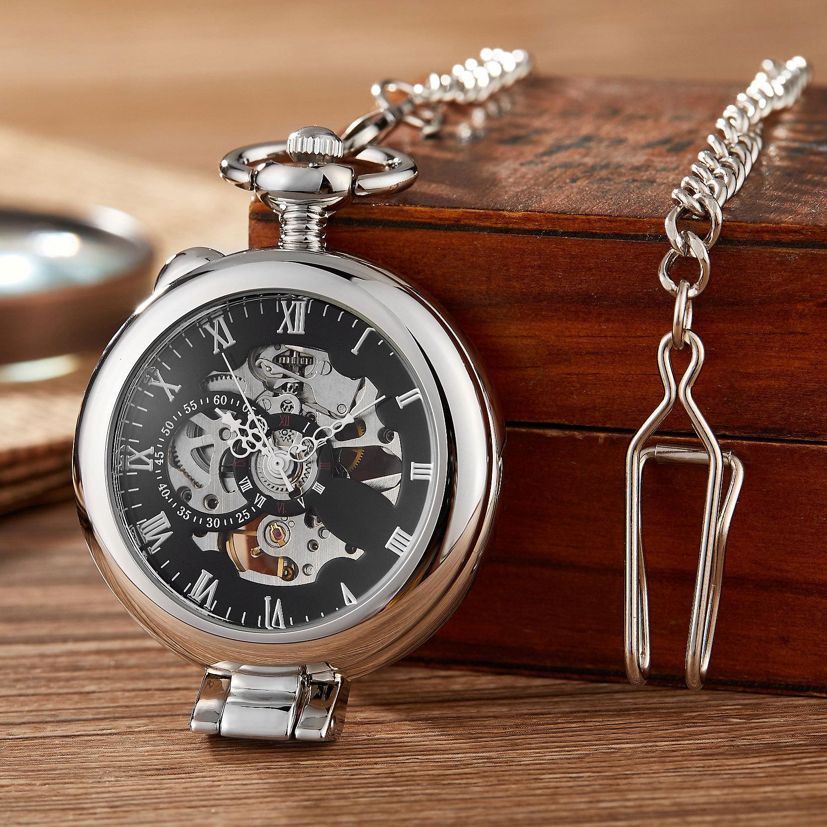 

Золотые механические карманные часы, модные и стильные позолоченные прозрачные полые роскошные часы