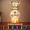 LED 3D Bear Fireworks Night Light USB Projector Light Color Changing Environment Light Suitable for Children's Room Bedroom Decoration New Year Gift