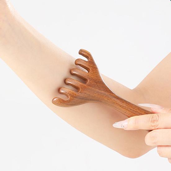 Deer Antlers Meridian Massage Comb with Storage Bag Long Handle Sandalwood Scalp Massager Comb Six-Claw Wide Tooth Body Massage Guasha Scrubber Tool