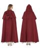 [Kami-Yu-Hyaku] Long Witch Cape with Hood, Medieval Vintage Cloak for Halloween Cosplay (Red, L)