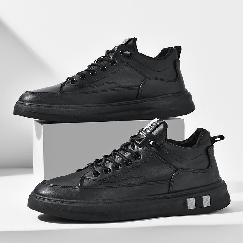 

Men s Leather Casual Shoes Fashion Comfortable Sneakers for Men Outdoor Non-Slip Walking Shoes Designer Platform Men Board Shoes 39 чёрный