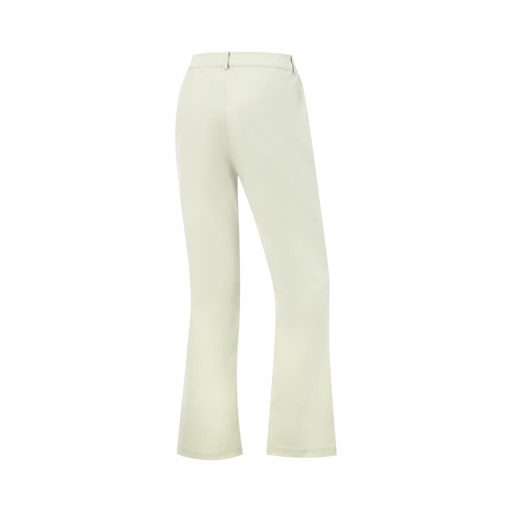 Li Ning Solid Color Mid Waist Breathable Versatile Flared Sports Long Pants Women Bottoms Gravel-White-Gray AYKV720-6