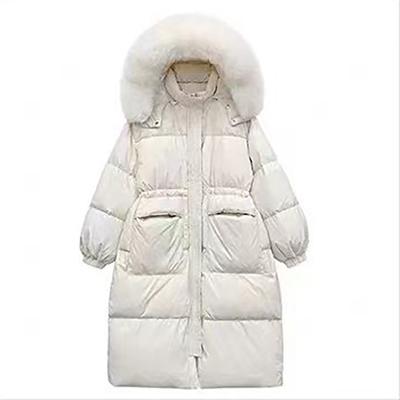 Pelzkragen Daunenmantel Oberbekleidung Langer Puffer-Mantel Warme Flauschige Parkas Lockerer Wintermantel Damen